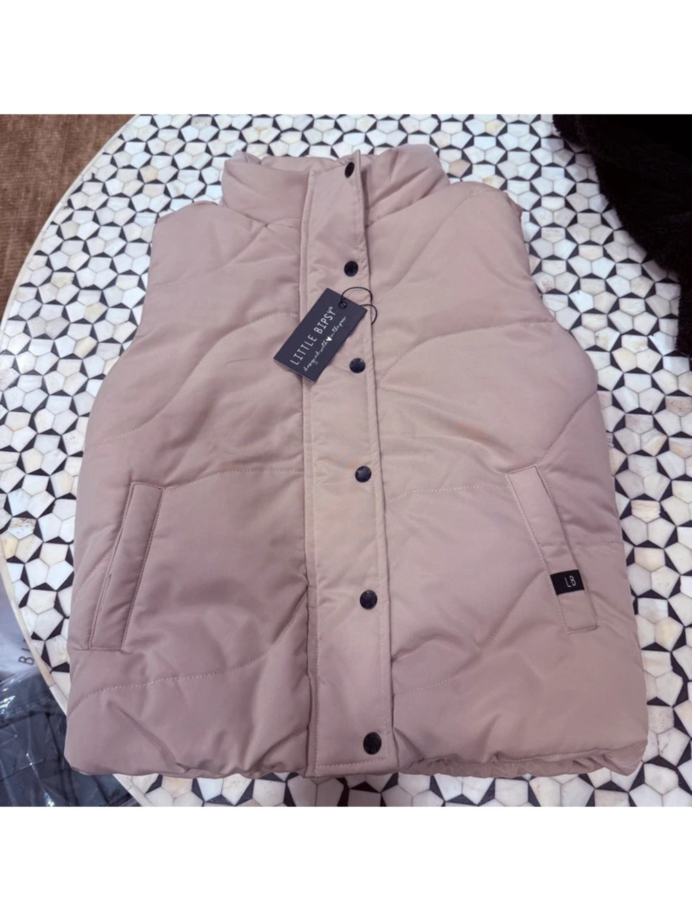 Little bipsy tan puffer vest